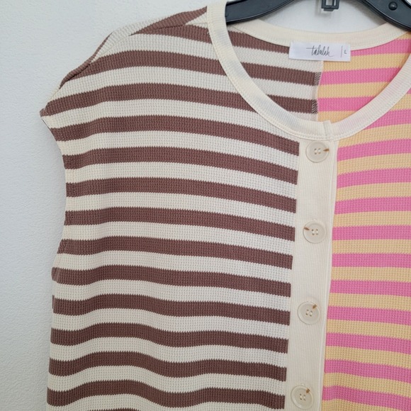 Talulah Winona Jumpsuit Contrast Stripes Sleeveless Button Down Lounge Large - Picture 7 of 16